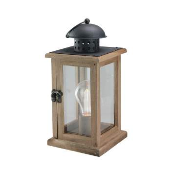 Northlight 10" Brown and Black LED Lighted Square Hanging Indoor Lantern