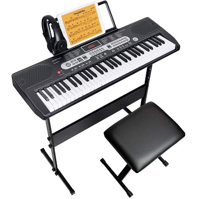 SUGIFT 61 Key Electronic Keyboard Piano for Beginners Musical Keyboard with Piano Stand LCD Screen and 3 Teaching Modes