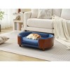 Scandinavian Style Medium-sized Dog Pet Sofa with Solid Wood Legs, Curved Walnut Wooden Back, Velvet Cushion in Dark Blue - 2 of 4