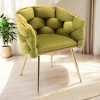 Alilang 28.70 inch Modern Tufted Velvet Accent Chair with Gold Metal Frame- Olive Green - 2 of 4