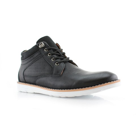 Polar Fox Mens Sanders MPX506058 Mid-Top Perforated Casual Sneaker Boots, in Black, Size 11