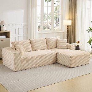 L-Shaped Modular Sectional Couch for Living Room, Plush Corduroy Fabric Upholstered Sofa, Modern Lounge, No Assembly Required - 1 of 4