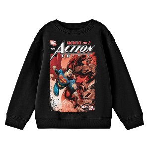 Superman Comic Cover No. 829 Crew Neck Long Sleeve Youth Black Tee - 1 of 2