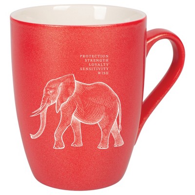 Elanze Designs 10 Ounce Ceramic Decorative Laser Engraved Giftable Novelty Tea Coffee Cup Mug Crimson Red Elephant Protection Strength Loyalty
