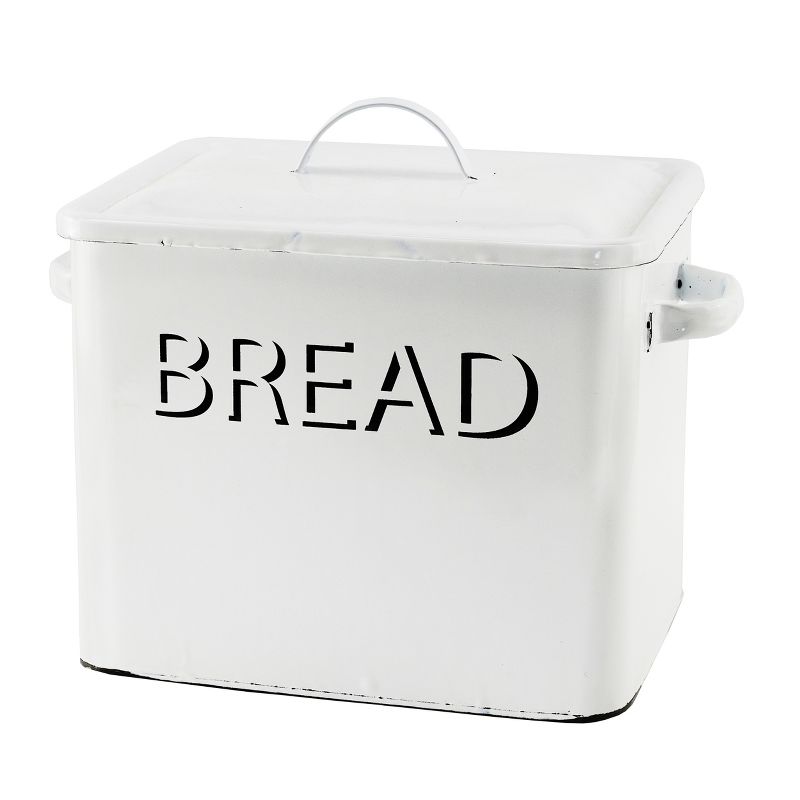 VIP Metal 14 in. White Square Labeled Bread Box, 1 of 6