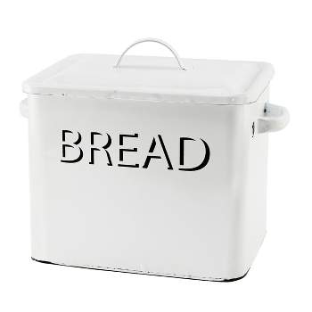 VIP Metal 14 in. White Square Labeled Bread Box