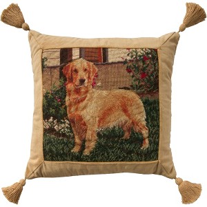 Mina Victory Vintage Golden Retriever 20" x 20" Multicolor Indoor Throw Pillow - 1 of 4