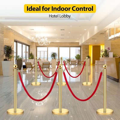 Velvet Ropes and Posts, 5 ft Red Velvet Rope Crowd Control Barriers Gold Stanchions Post for Red Carpet, Parties, Wedding, Exhibition