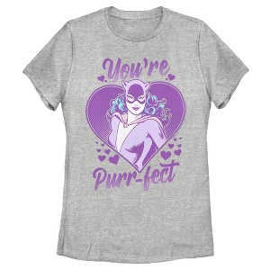 Women's Batman Valentine's Day Catwoman You're Purr-fect T-Shirt - 1 of 4