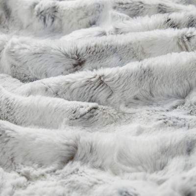 Oversized Grey Faux Fur Reversible Winter Throw