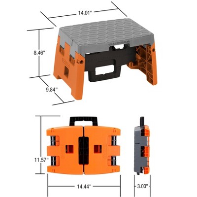 Orange and Gray Foldable Plastic Step Stool