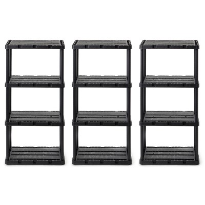 Gracious Living Plastic 3-Tier Utility (24-in W x 12-in D x 33-in H), Black  in the Freestanding Shelving Units department at