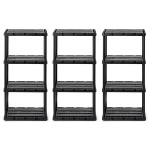 Gracious Living 4 Shelf Knect-A-Shelf Solid Light Duty Storage Unit 24 x 12 x 48" Organizer System for Home, Garage, Basement, and Laundry, Black - 1 of 4