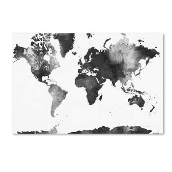 24" x 32" World Map BG1 by Marlene Watson - Trademark Fine Art