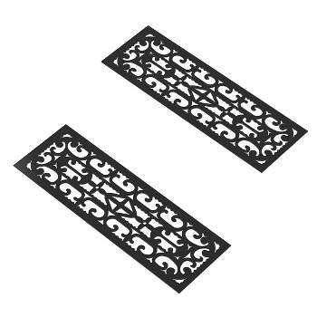Set of 2 Non-Slip Stair Treads for Wooden Steps - Heavy Duty Decorative Runner with Traction Control Grip - Outdoor Rubber Mats by Pure Garden (Black)