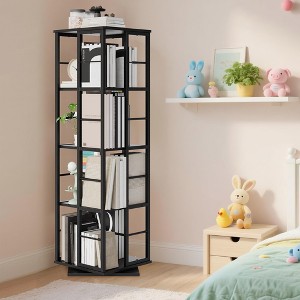 54”Rotating Bookshelf, 4 Tiers Corner Bookcase, 360 Display Spinning Bookshelves, Standing Bookcases Narrow Shelf,Freestanding Book Storage - 1 of 4