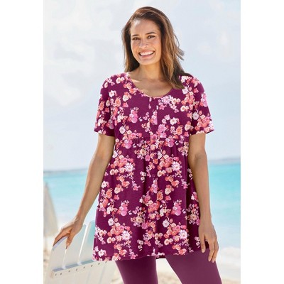 Woman Within Women's Plus Size Short-Sleeve Empire Waist Tunic