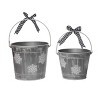 Transpac Metal 8.25 in. Gray Christmas Snowflake Buckets with Bow Set of 2 - 3 of 4