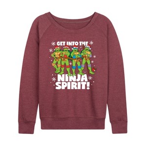 Women's - Teenage Mutant Ninja Turtles - Get Into The Ninja Spirit Lightweight French Terry Wide Neck Long Sleeve Shirt - 1 of 4