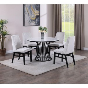 NicBex 47.5" Round Dining Table Set for 4 Faux Marble Dining Table Cage Like Base with 4 Chairs for Kitchen - 1 of 4