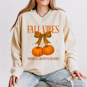 Simply Sage Market Coquette Thankful Grateful Blessed Lightweight Garment Dyed Sweatshirt - 1 of 4