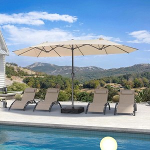 PURPLE LEAF 14ft Patio Market Umbrella and Base Double-Sided Rectangle Outdoor Table Sun Umbrellas with Crank - 1 of 1