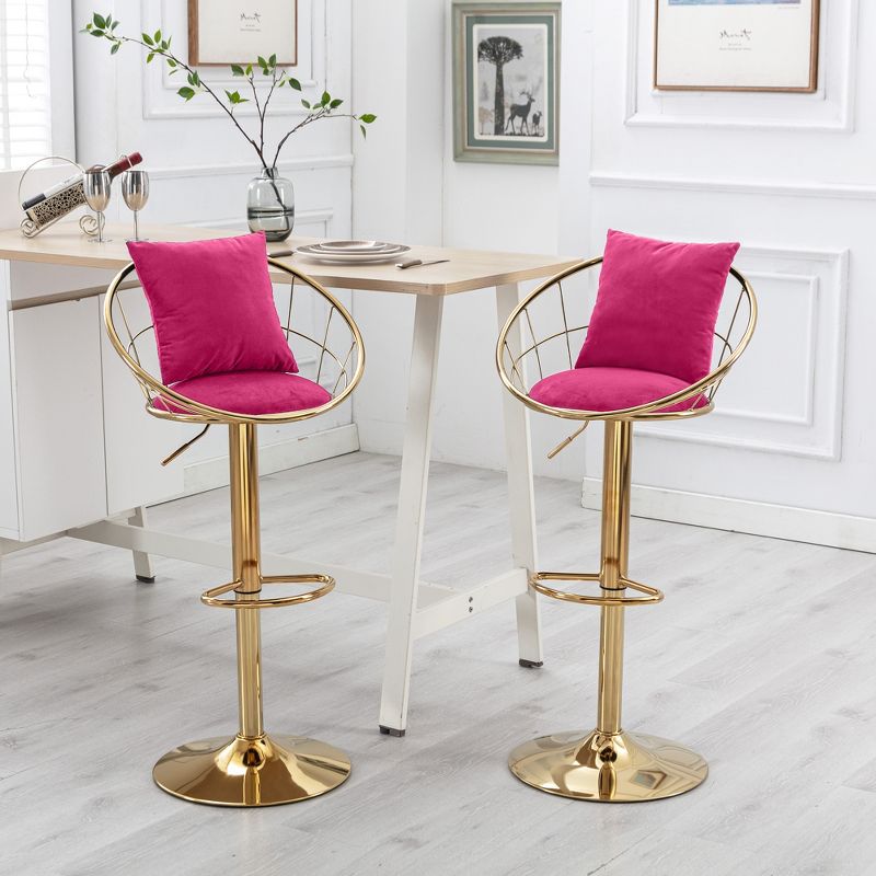 Set of 2 Modern Style 360 Degree Swivel Bar Stools with Metal Adjustable Base - ModernLuxe, 1 of 10