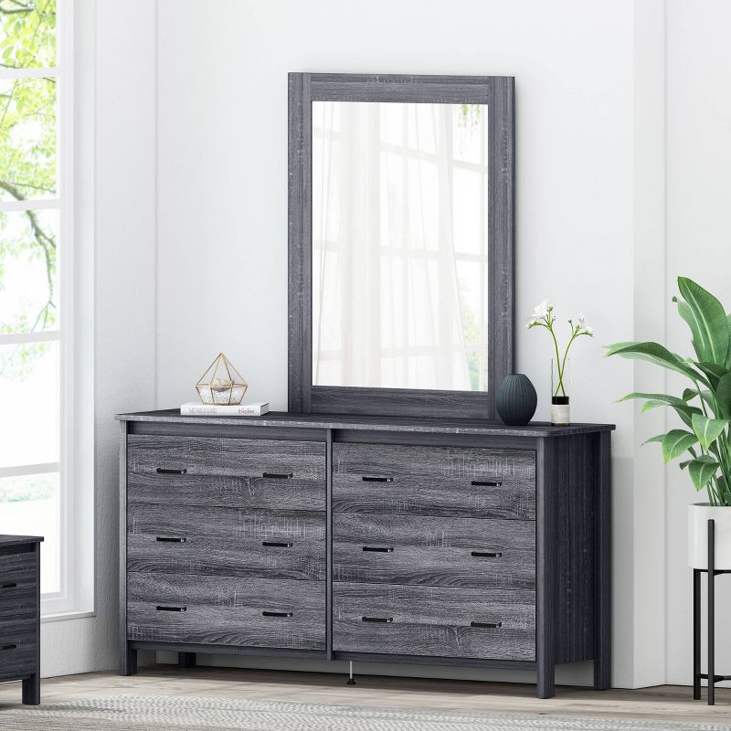 Olimont Contemporary 6 Drawer Vanity Dresser with Rectangular Mirror - Christopher Knight Home, 3 of 17