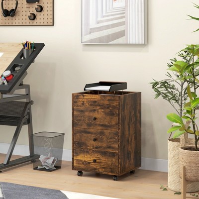 NicBex 3-Drawer File Cabinet with Wheels Mobile Filing Under Desk Storage with Removable Tray Storage Cabinet for Home, Office