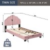 Twin Platform Bed Modern Upholstered with Shell Headboard for Kids Bedroom 44"W - 3irtyhousy - 4 of 4