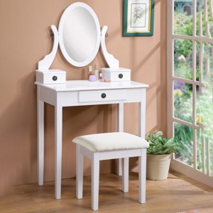 Vanity Desk Modern with Swivel Mirror and 3 Drawers for Bedroom 30in Wide-3irtyhousy - 1 of 4