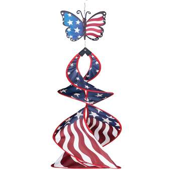 Collections Etc Butterfly Patriotic Hanging Wind Spinner 36 X 15 X 36 Multicolored