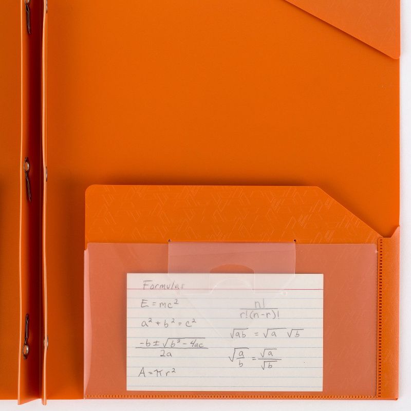 Five Star 2 Pocket Plastic Folder with Prongs Orange, 5 of 8