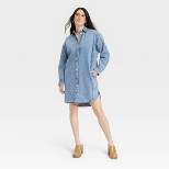 Women's Long Sleeve Denim Mini Shirtdress - Universal Thread™ Blue