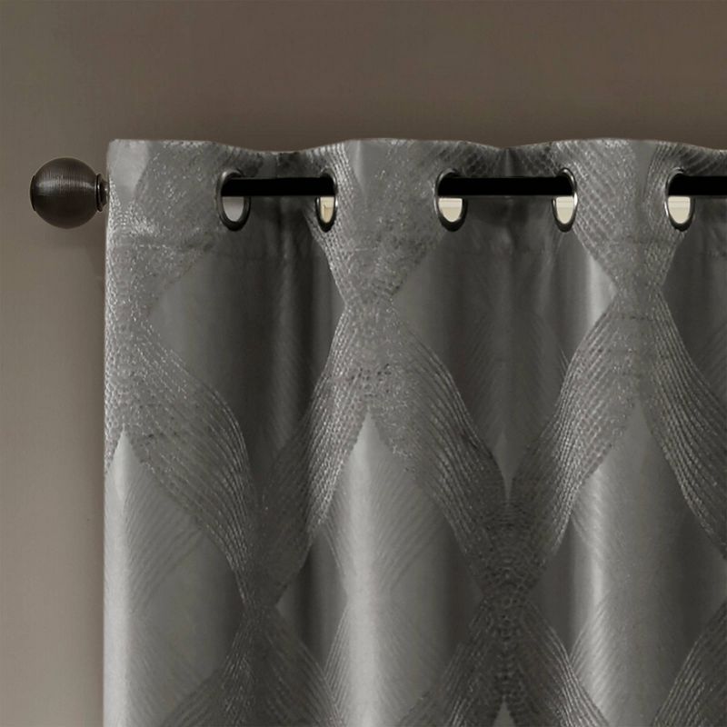 Byron Ogee Knitted Jacquard Blackout Curtain Panel, 4 of 13