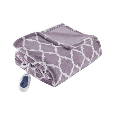 Lavender Electric Heated Ogee Oversized Throw Blanket