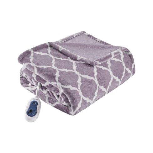 Purple heated throw online blanket