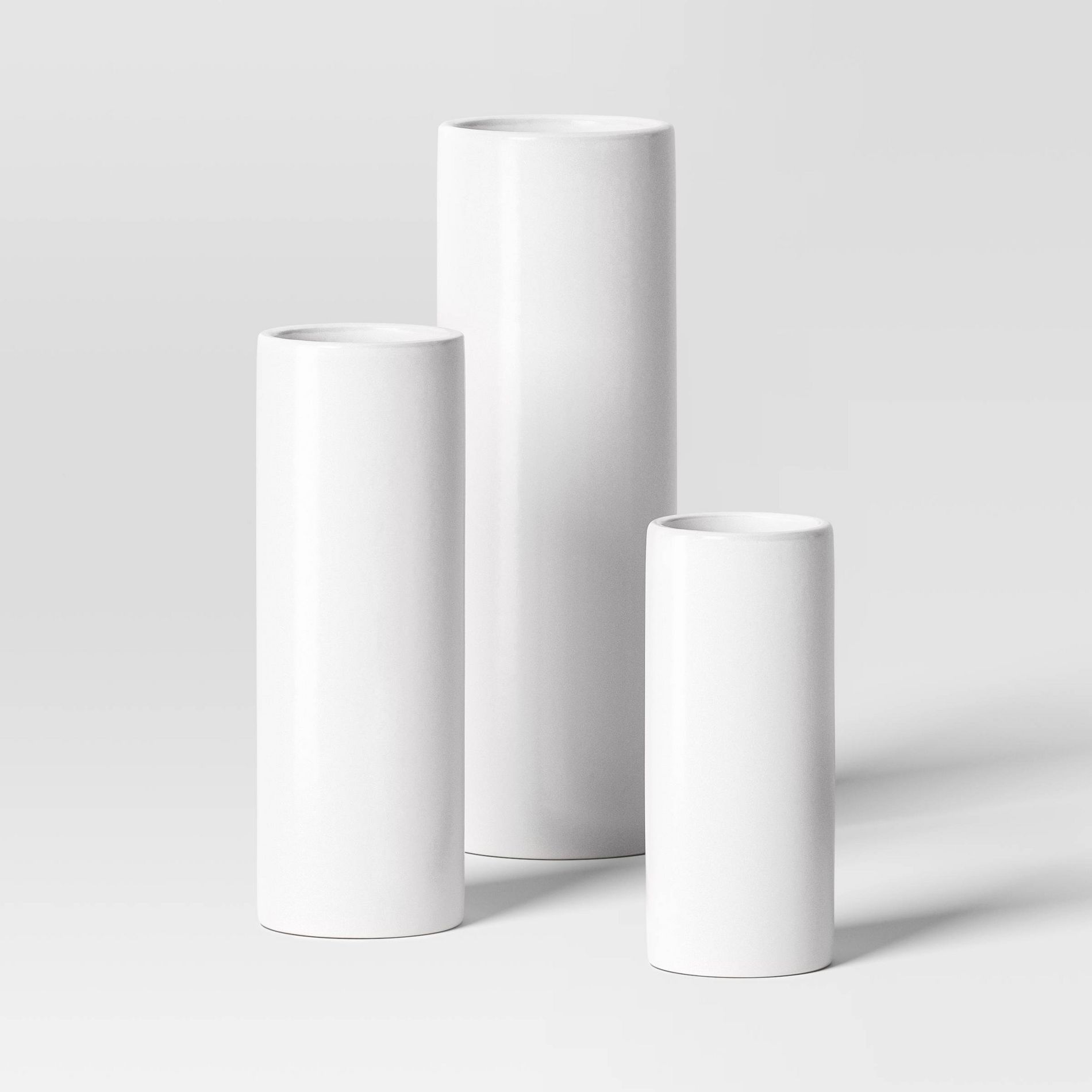 3pc Vase Set Ceramic Cylinder White - Room Essentials™