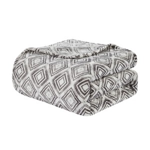Plazatex Luxurious Ultra Soft Lightweight Peralto Printed Bed Blanket White/Grey 90" x 90" - 1 of 4