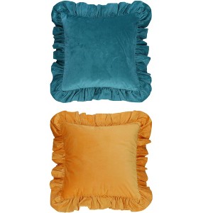 REGALWOVEN 2 Pcs Scalloped Trim Outdoor Throw Pillow Covers for Sofa Living Room Home Decor - 1 of 4