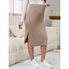 INSPIRE CHIC Women's Maternity High Waist Casual Side Split Stretchy Elastic Bodycon Sweater Skirt - 2 of 4