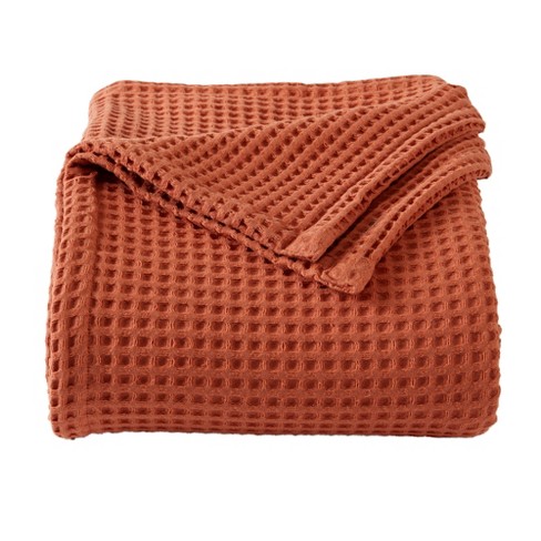 Market Place 100 Cotton Waffle Weave Bed Blanket King Burnt