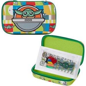 Star Wars Baby Yoda Mandalorian Pencil Case Set with Stickers and Gel Pens for Kids, Molded with Zip Closure, Green - 1 of 1
