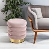 UNISOAR Velvet Ottoman with Gold Finish Stainless Steel Base - 2 of 4