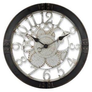 16" Gear Wall Clock with Open See Through Dial - Westclox: Quartz Movement, Industrial Black Frame - 1 of 4