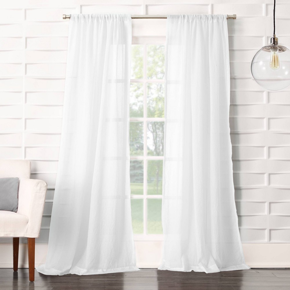 84"x50" Avril Crushed Texture Light Filtering Rod Pocket Curtain Panel White - No. 918