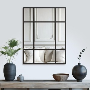 PexFix Iron Metal Frame Windowpane Wall Mirror Farmhouse Rustic Elegant Decor for Living Room Bedroom Bathroom Entryway - 1 of 4