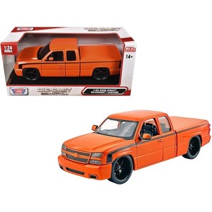2006 Chevrolet Silverado Custom Pickup Truck Orange Metallic with Black "Die-Cast Collection" 1/25 Diecast Model by Motormax - 1 of 3