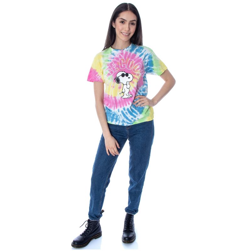 Peanuts Womens' Joe Cool Snoopy Tie-Dye Skimmer T-Shirt Adult, 5 of 6