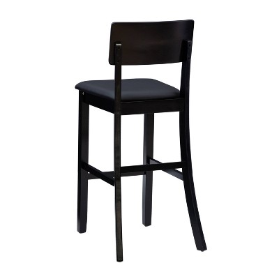 Torino 31" Solid Back Black Wood and Faux Leather Barstool